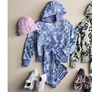 Adidas AOP Blue Patterned Set girls size M 10/12 NWT